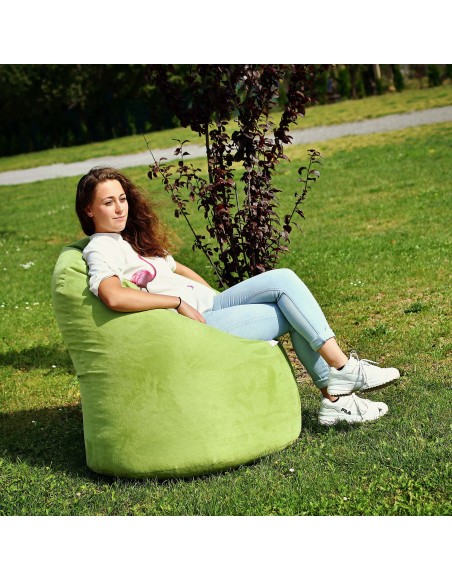 sedací vak hruška semišová zelená
