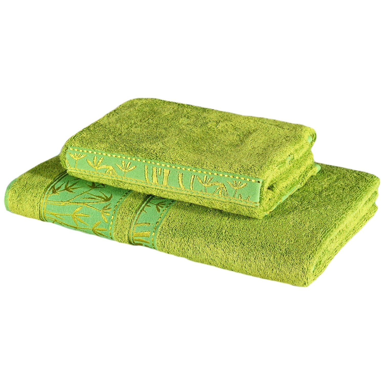 Sada 2 kusov zelenej bambusovej osušky a uteráka EMI