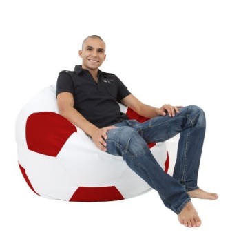 Bean bag nogometna lopta bijela crvena EMI