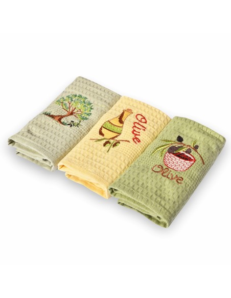 Kuhinjske krpe Waffle Oliva, set od 3 komada, EMI