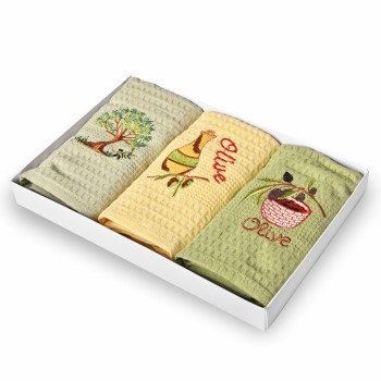 Kuhinjske krpe Waffle Oliva, set od 3 komada, EMI