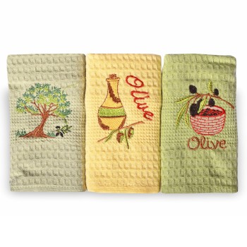 Kuhinjske krpe Waffle Oliva, set od 3 komada, EMI
