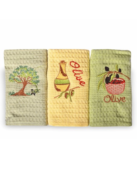 Kuhinjske krpe Waffle Oliva, set od 3 komada, EMI
