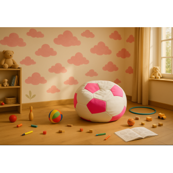 Bean bag nogometna lopta mala bijela ružičasta EMI