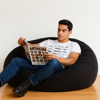 Bean bag lopta od brušene kože crna EMI