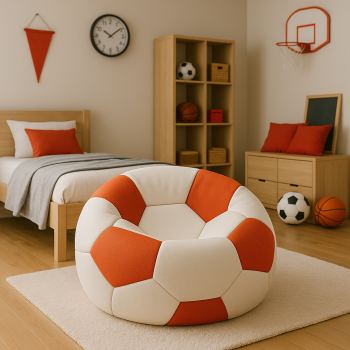 Bean bag nogometna lopta bijela crvena EMI