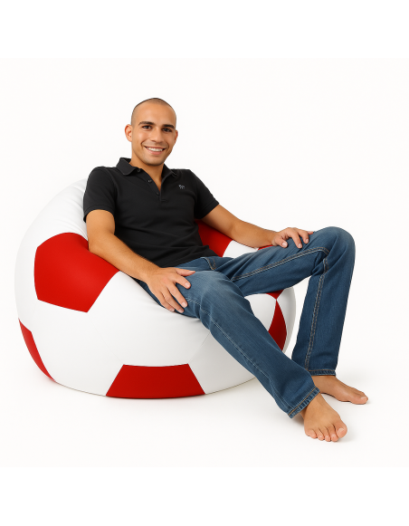 Bean bag nogometna lopta bijela crvena EMI