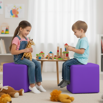 Bean bag stolac kockasta ljubičasta EMI