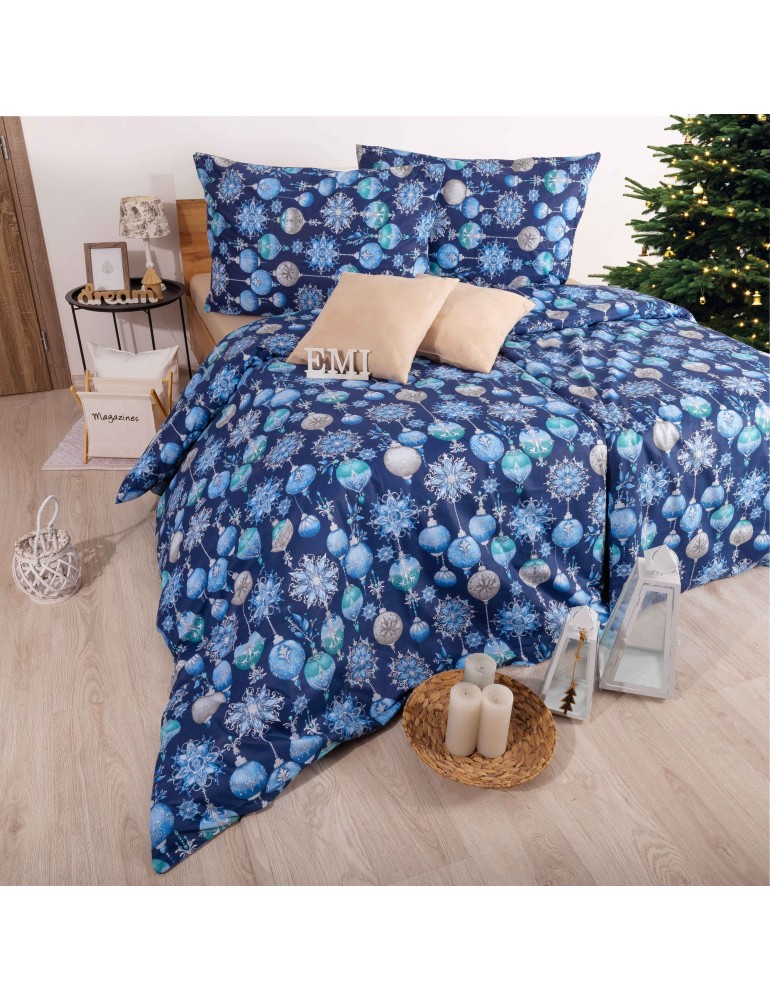 Božićna pamučna posteljina Magic blue EMI