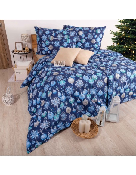 Božićna pamučna posteljina Magic blue EMI