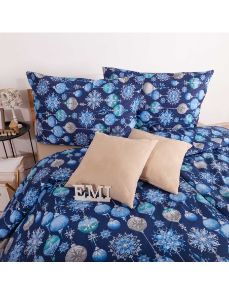 Božićna pamučna posteljina Magic blue EMI