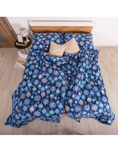 Božićna pamučna posteljina Magic blue EMI