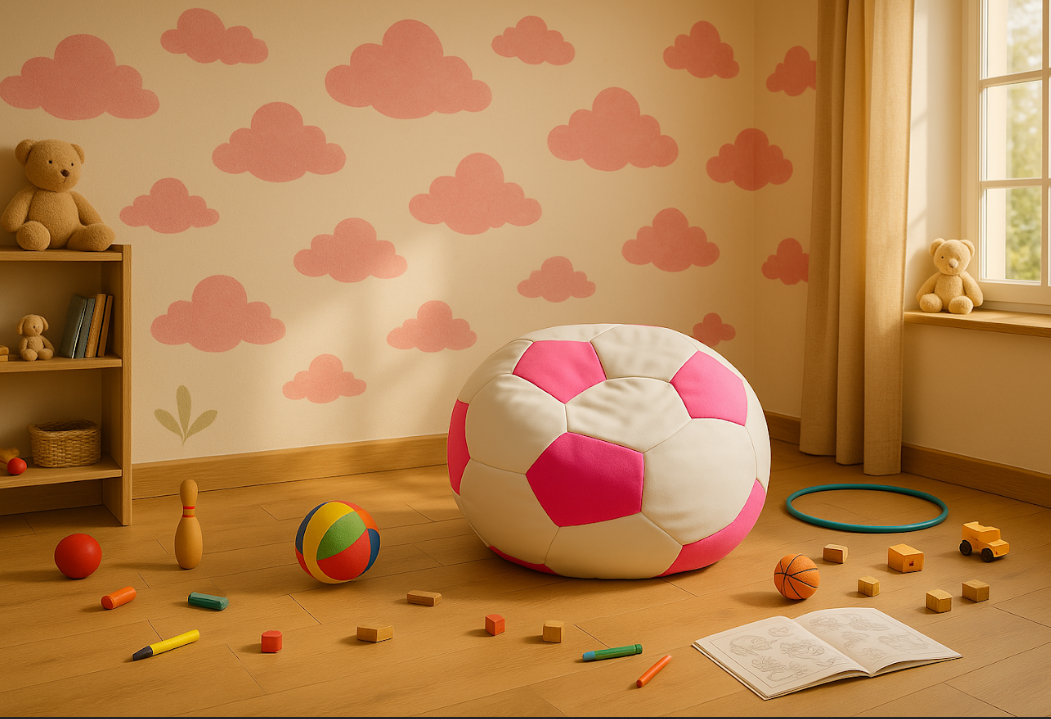 Bean bag nogometna lopta mala bijela ružičasta EMI