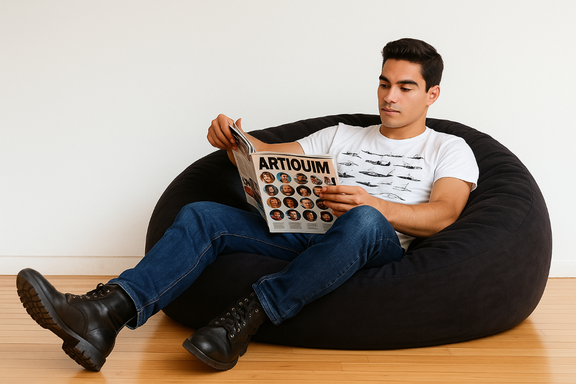 Bean bag lopta od brušene kože crna EMI