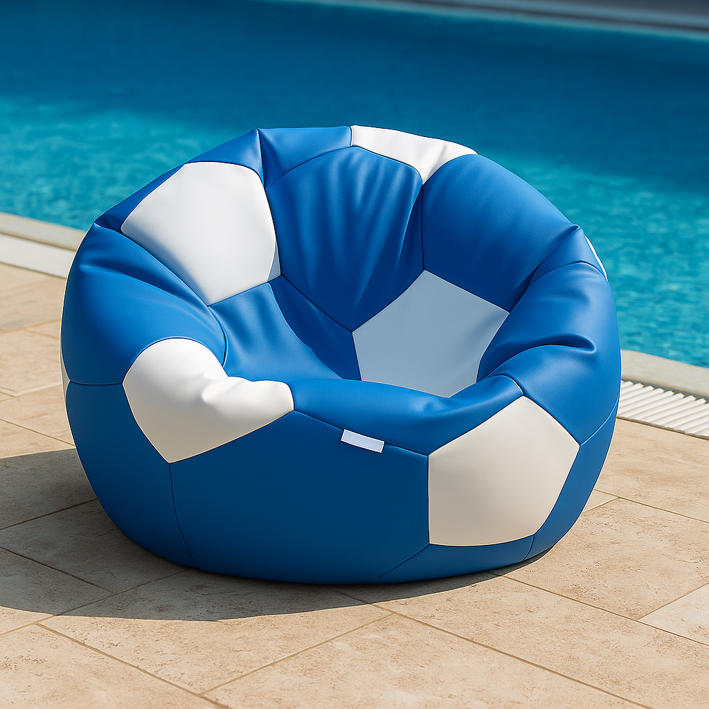 bean bag nogometna lopta plava i bijela