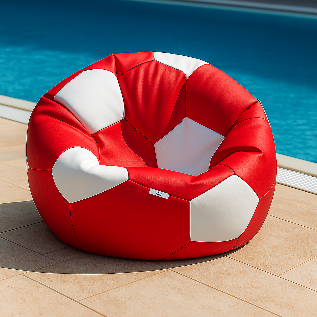 bean bag nogometna lopta crvena i bijela