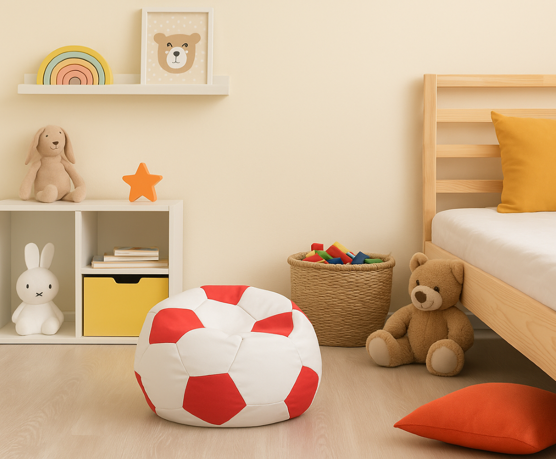 bean bag nogometna lopta bijelo-crvena