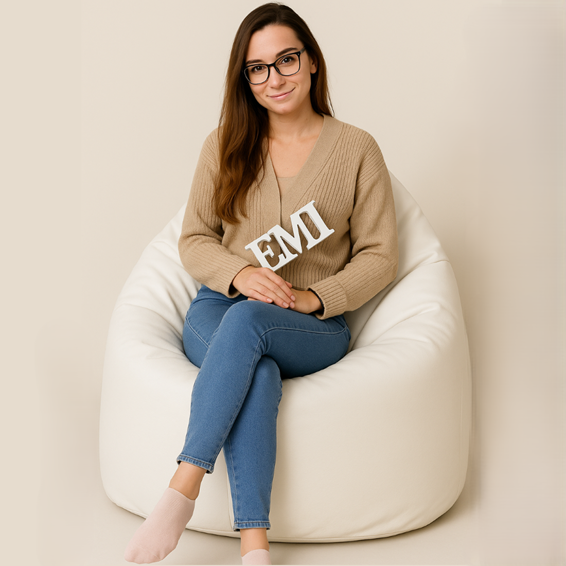 bean bag kruška bijela emi